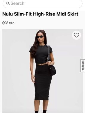 lululemon athletica Black Nulu Slim-Fit High-Rise Midi Skirt